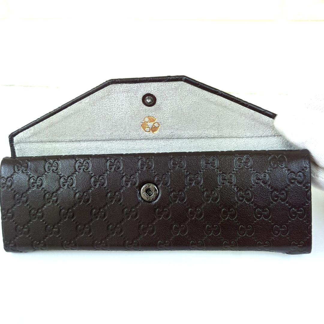 GUCCI グッチ メガネケース シマ レザー ダークブラウン グッチシマ