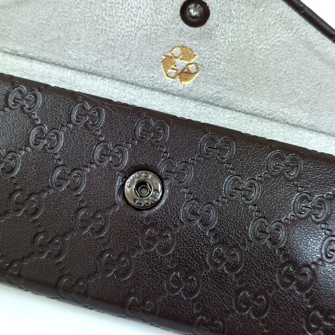GUCCI グッチ メガネケース シマ レザー ダークブラウン グッチシマ