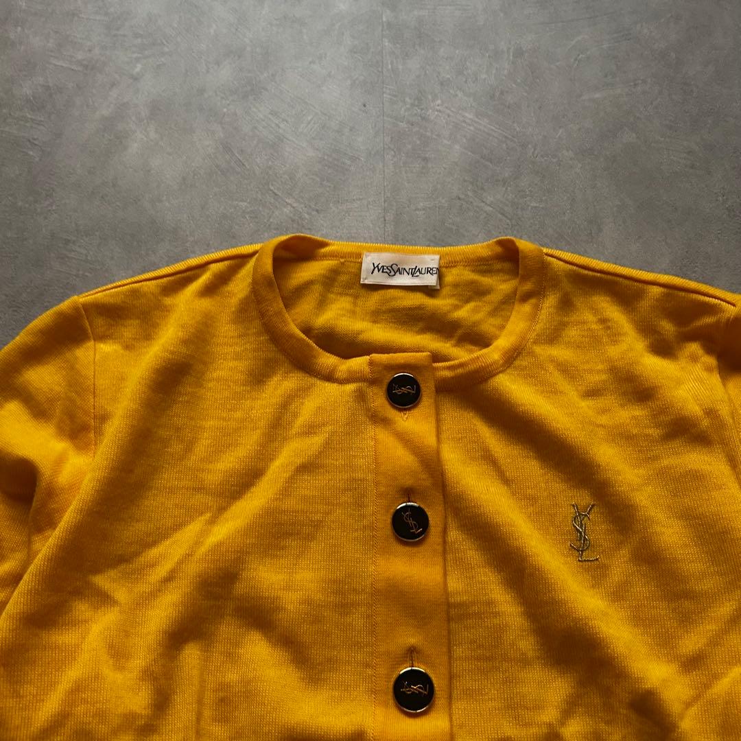 トップス retro Yves Saint Laurent cardigan yellow