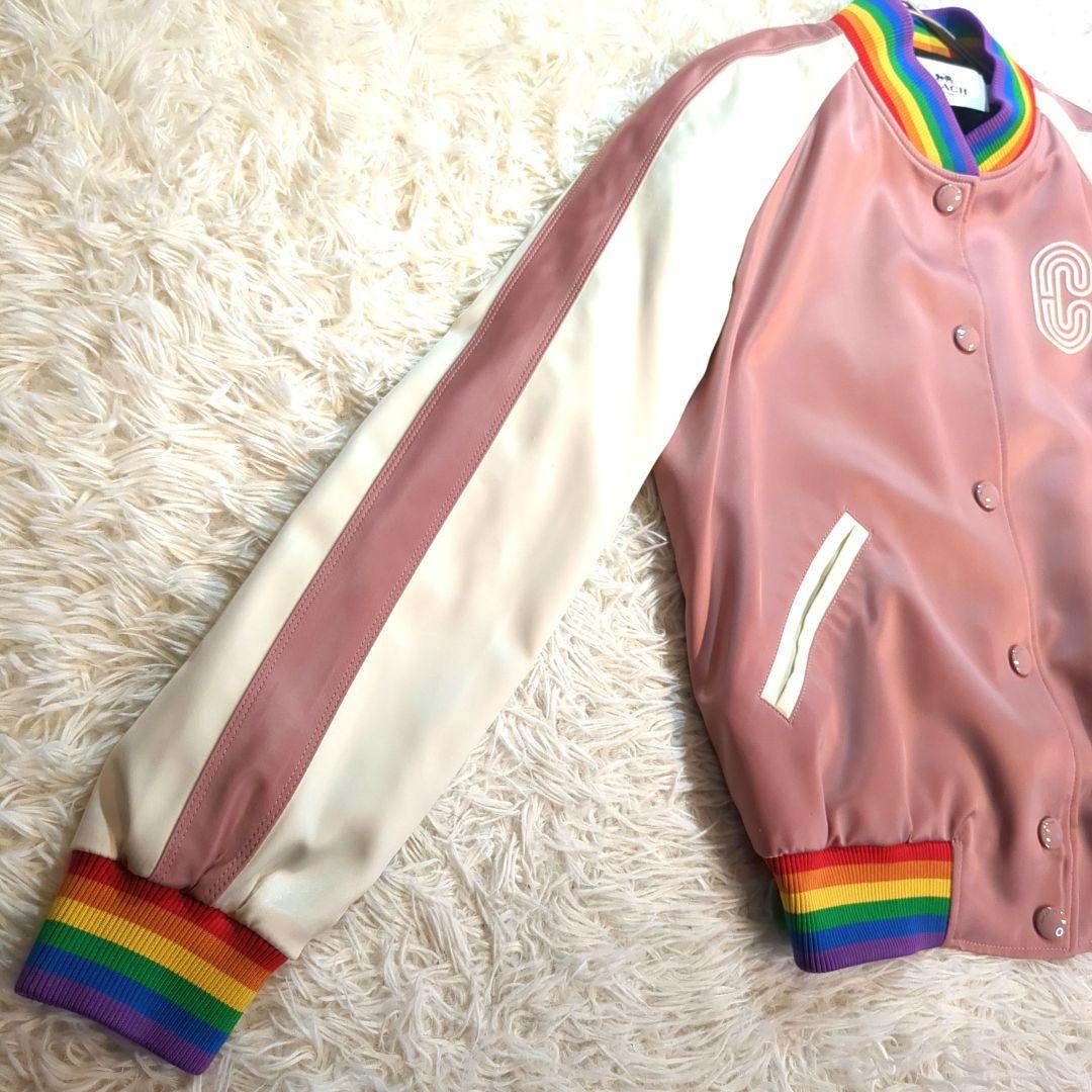 極美品✨️ COACH (S) スカジャン ホースアンドキャリッジ刺繍 ピンク