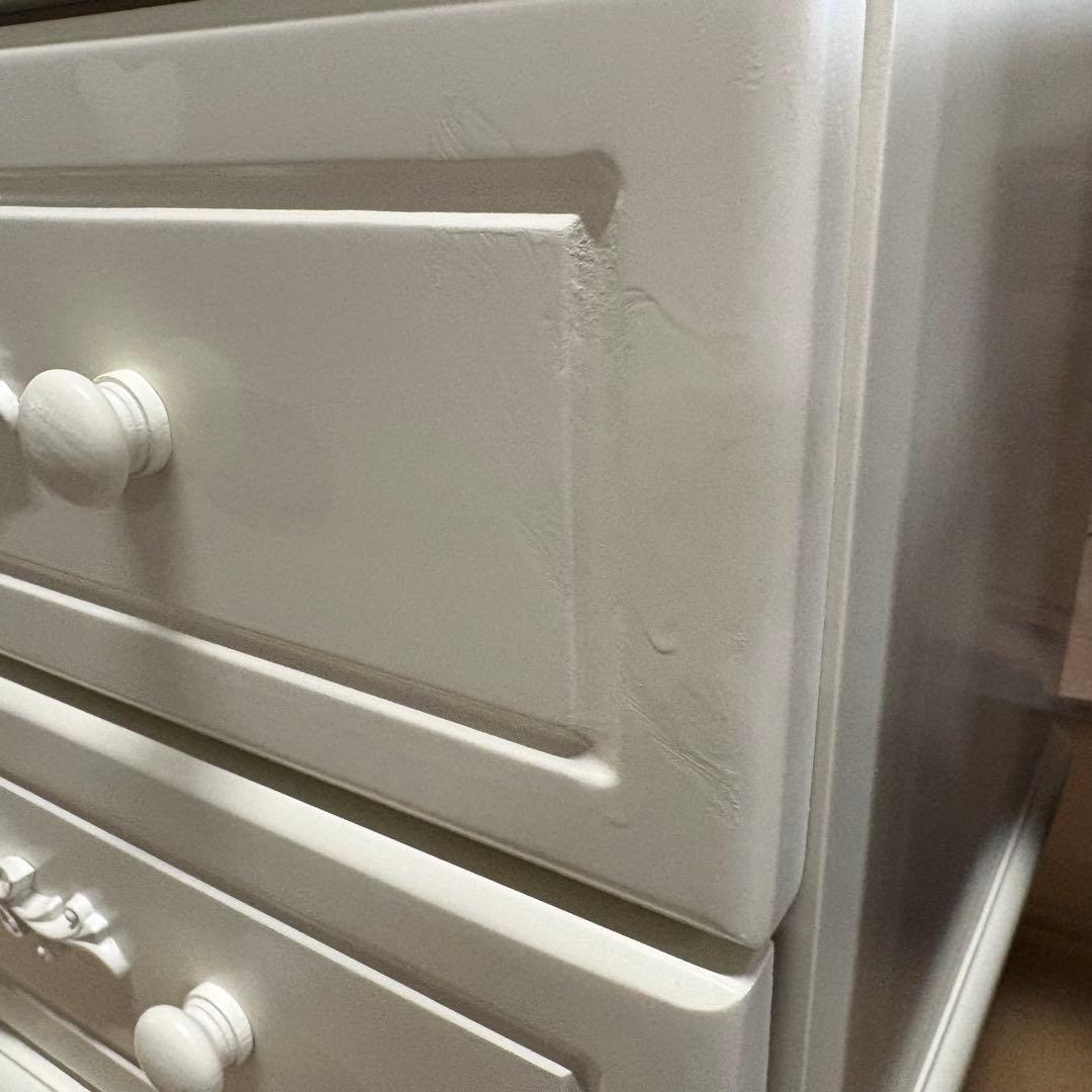 訳あり品【137】フレンチカントリー調ホワイトチェスト四段五つ引き木製タンス収納