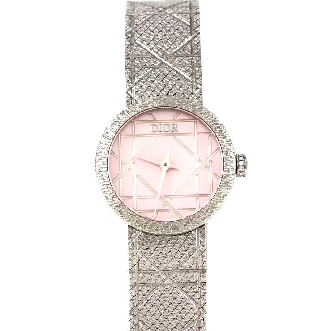 Dior ピンク文字盤 メッシュバンド 時計