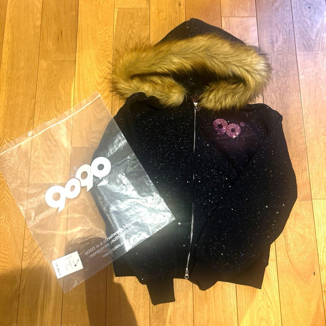 発送前セール90 LogoGlitterFurZip Hoodie