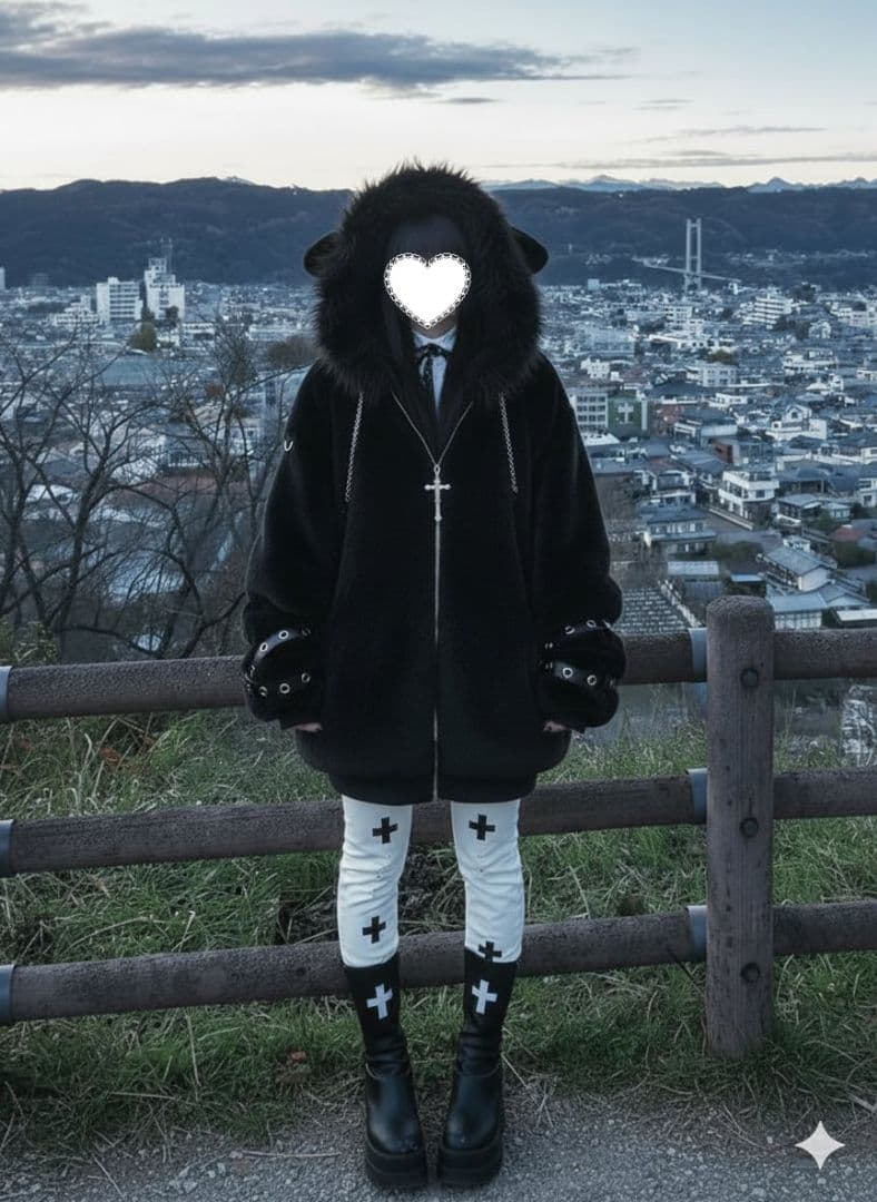 地雷系 猫耳ブルゾンパーカー ファーパーカー　フリース サブカル 量産型 韓国