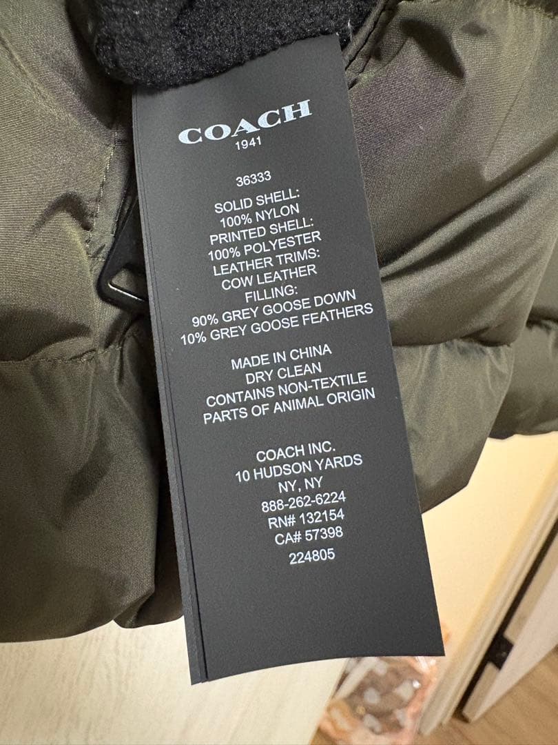 COACH コーチ ダウンジャケット メンズ カーキ リバーシブル ４４新品同様