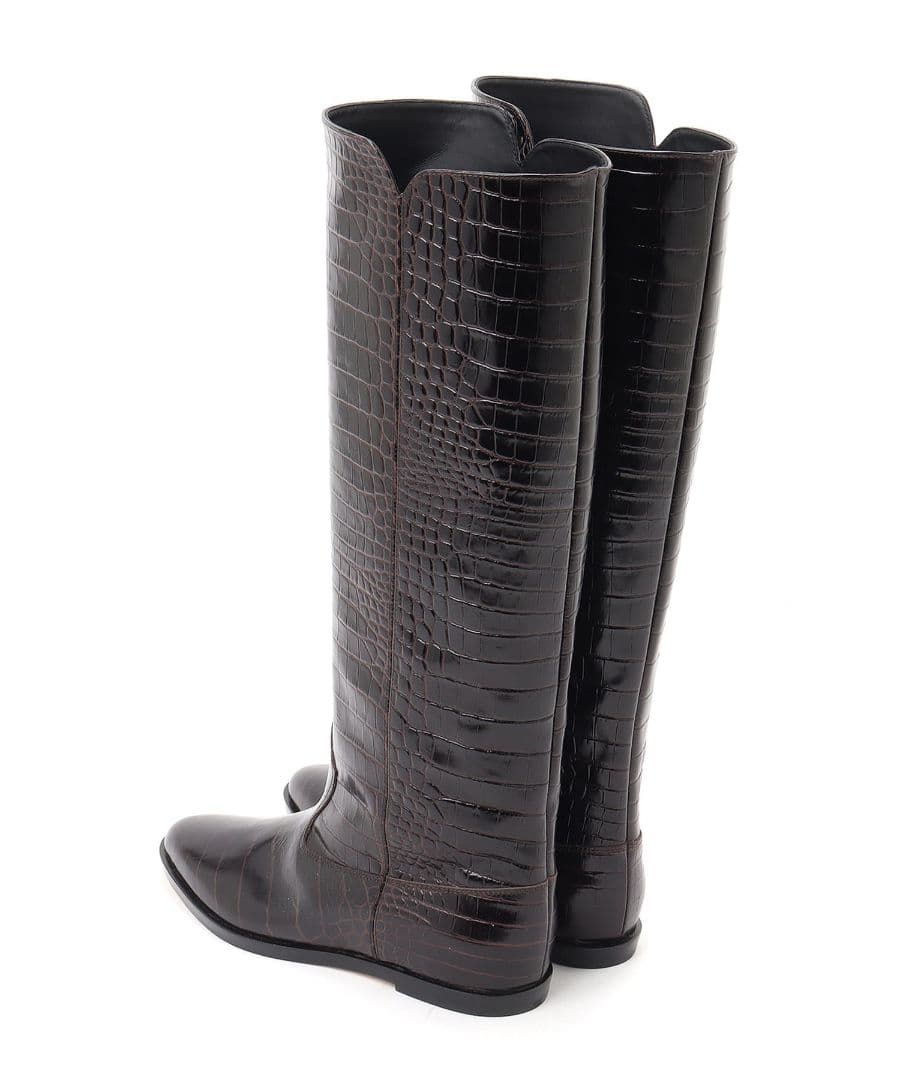 カヌレ【BRENTA】 36 クロコ型押ロングブーツ ブラウン