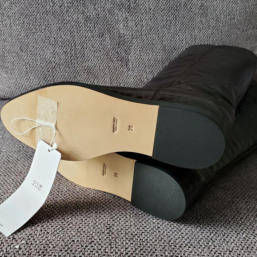 カヌレ【BRENTA】 36 クロコ型押ロングブーツ ブラウン