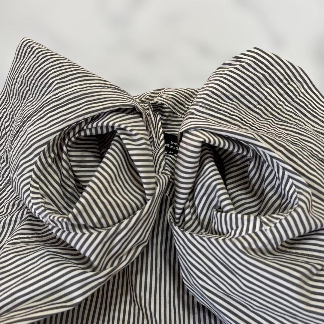 ✨美品✨ トリココムデギャルソン ボウタイフリル　ストライプシャツ