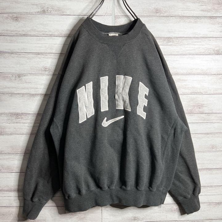 【入手困難!!】ナイキ ✈︎刺繍 アーチロゴ 白タグ 裏起毛 肉厚 トレーナー