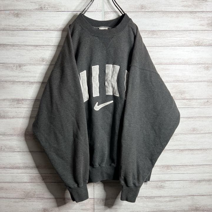 【入手困難!!】ナイキ ✈︎刺繍 アーチロゴ 白タグ 裏起毛 肉厚 トレーナー