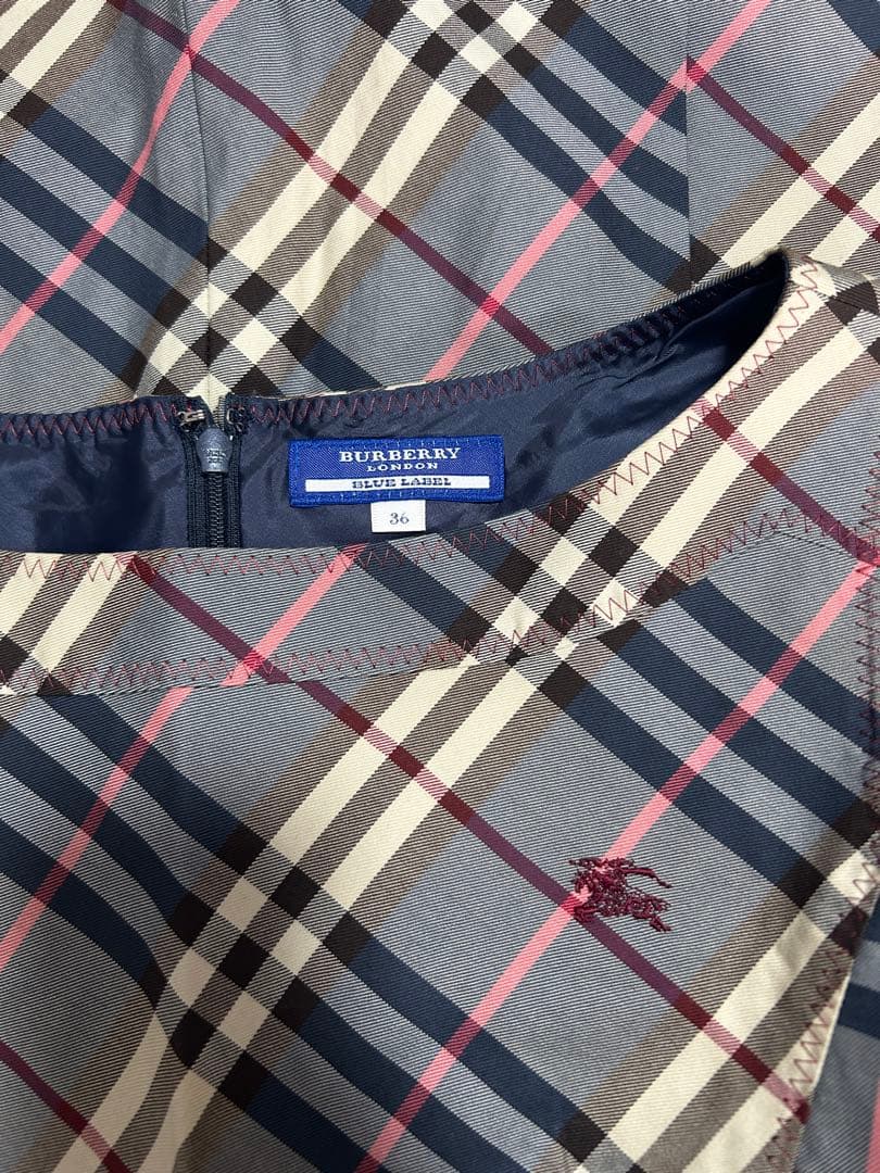 【美品】BURBERRY チェック柄 ノースリーブワンピース 36