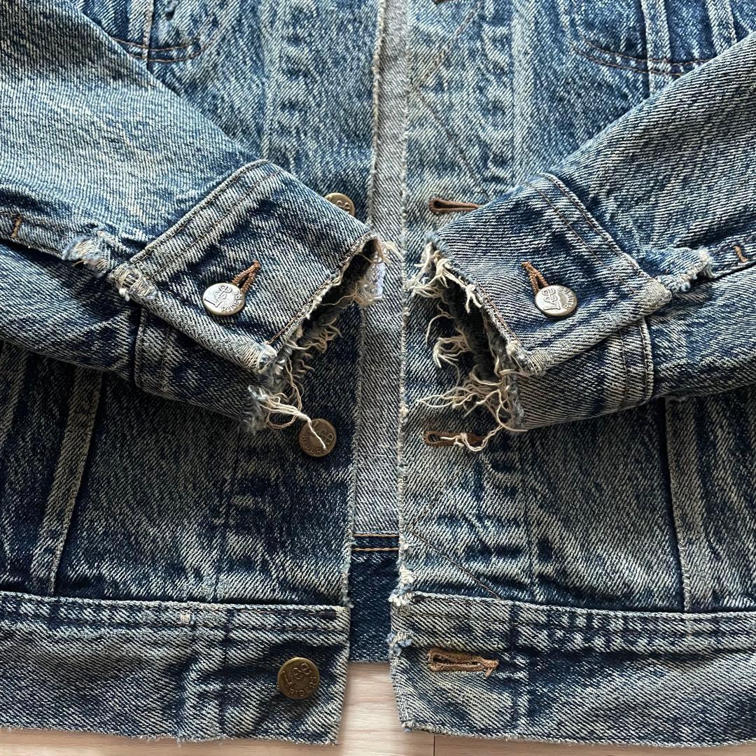 80s Lee 220-J Denim Jacket BORO 右綾 LARGE