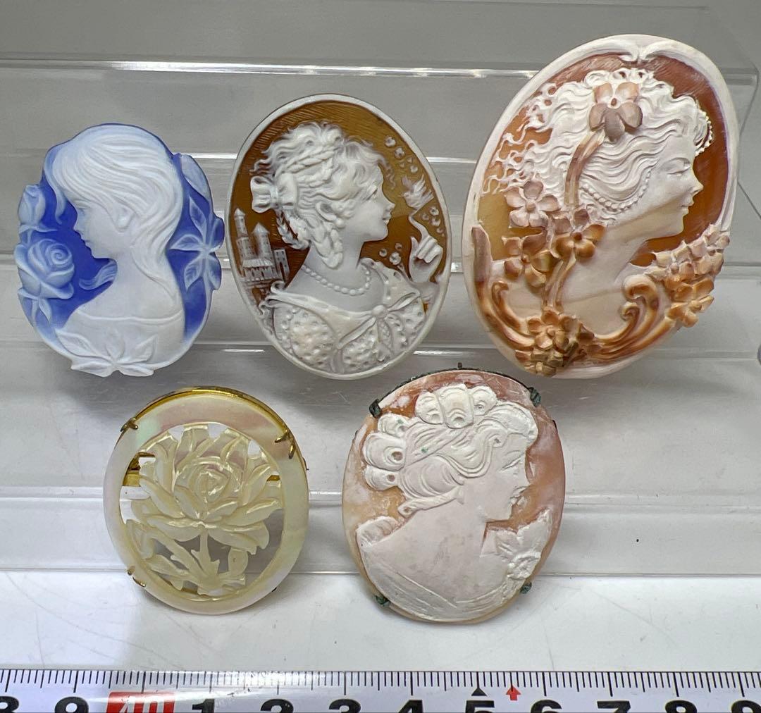 本シェルカメオ、ストーンカメオ上手物　タエチ　44g 東里8-0108☆2F