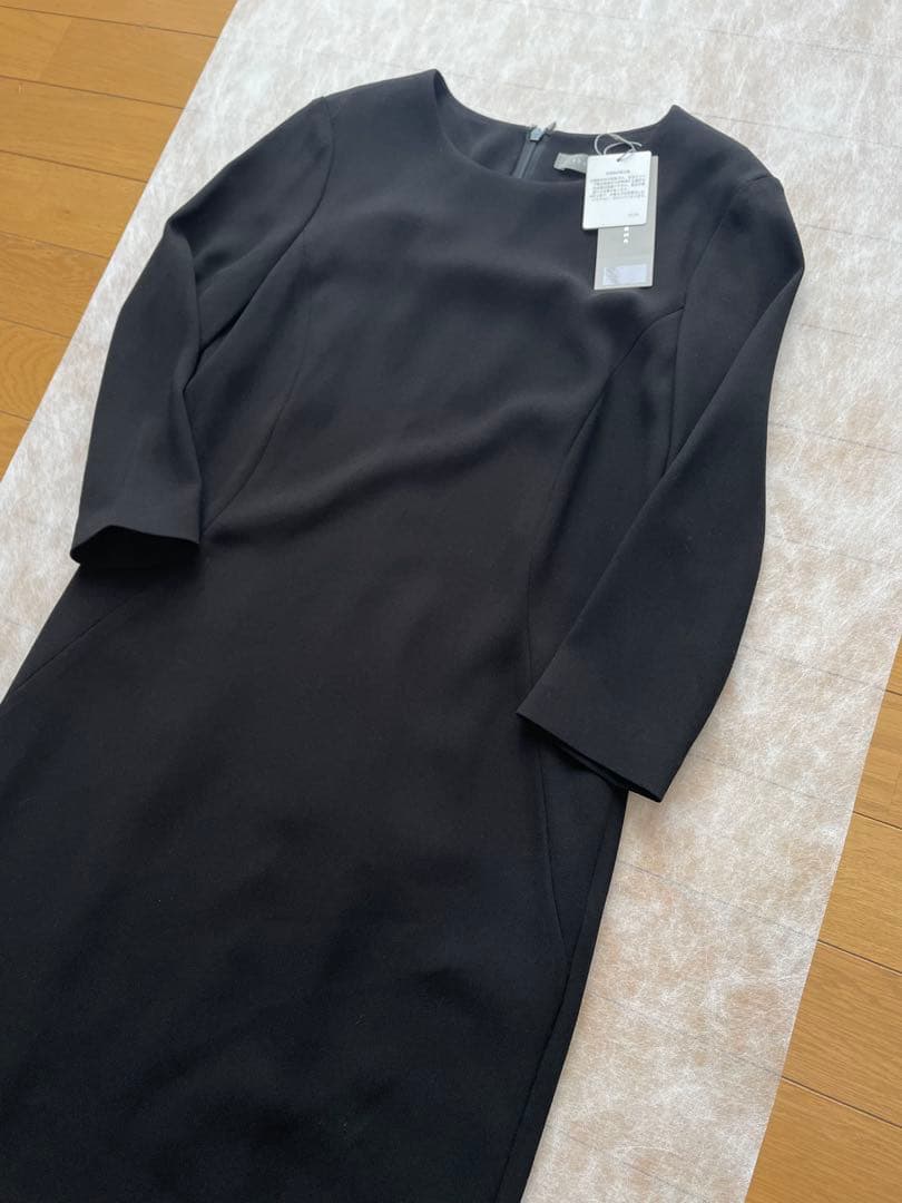 新品　theory luxe 七分袖ひざ丈ワンピース　ブラック　36
