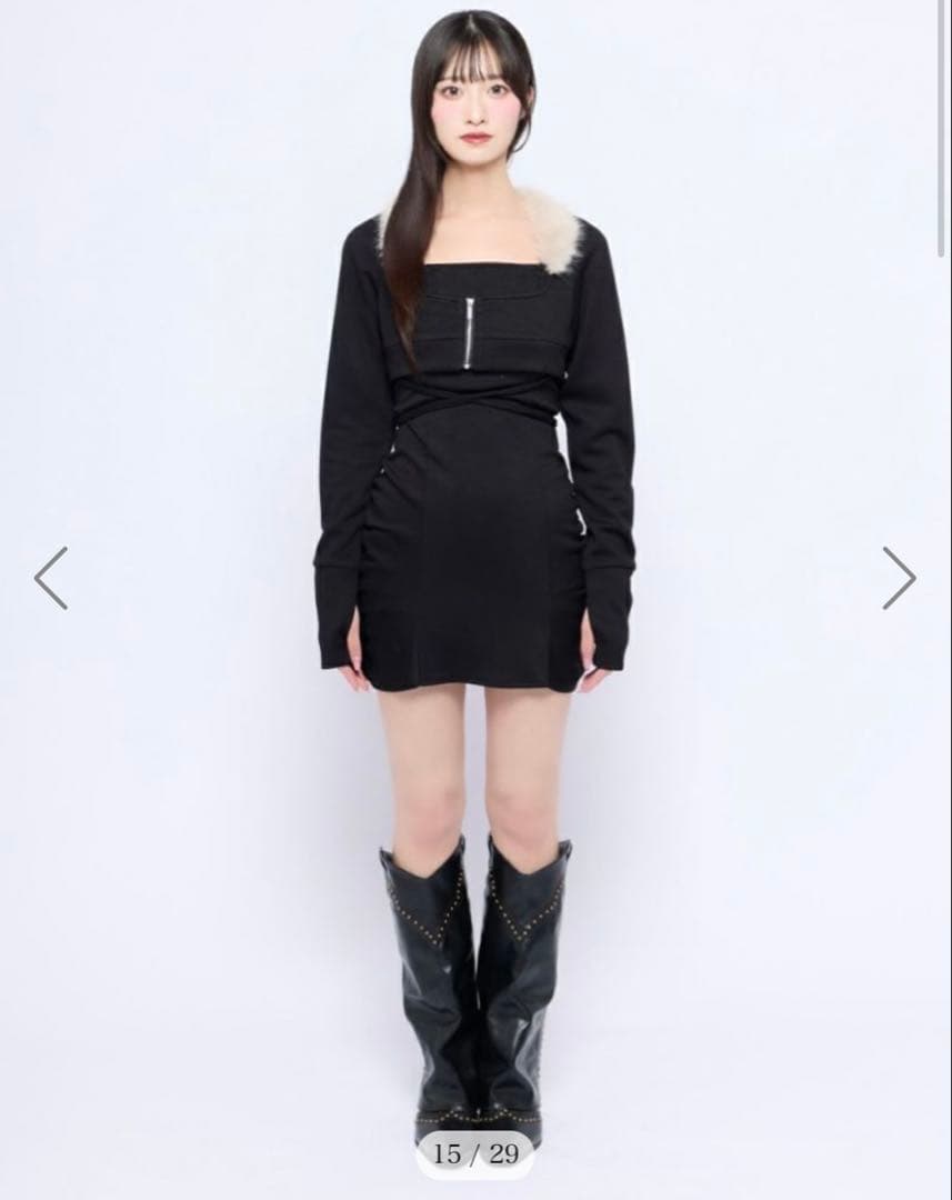 BUBBLES ファーカラークロスワンピース