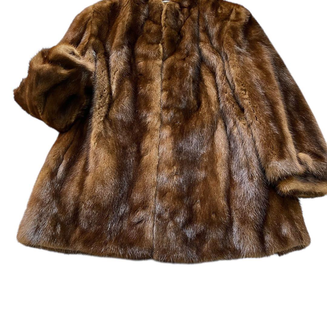 総丈75cm デミバフミンク リアルファーコート 本毛皮 毛並み◎ なめし柔らか