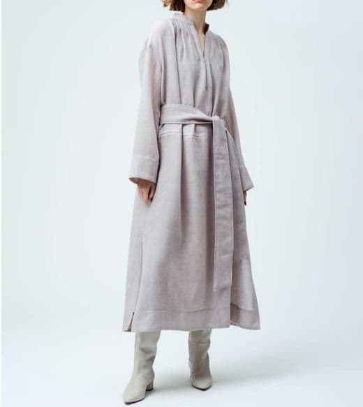 未使用 タグ付 エブール 長袖 ウール ベルト ロングワンピース イエロー 36