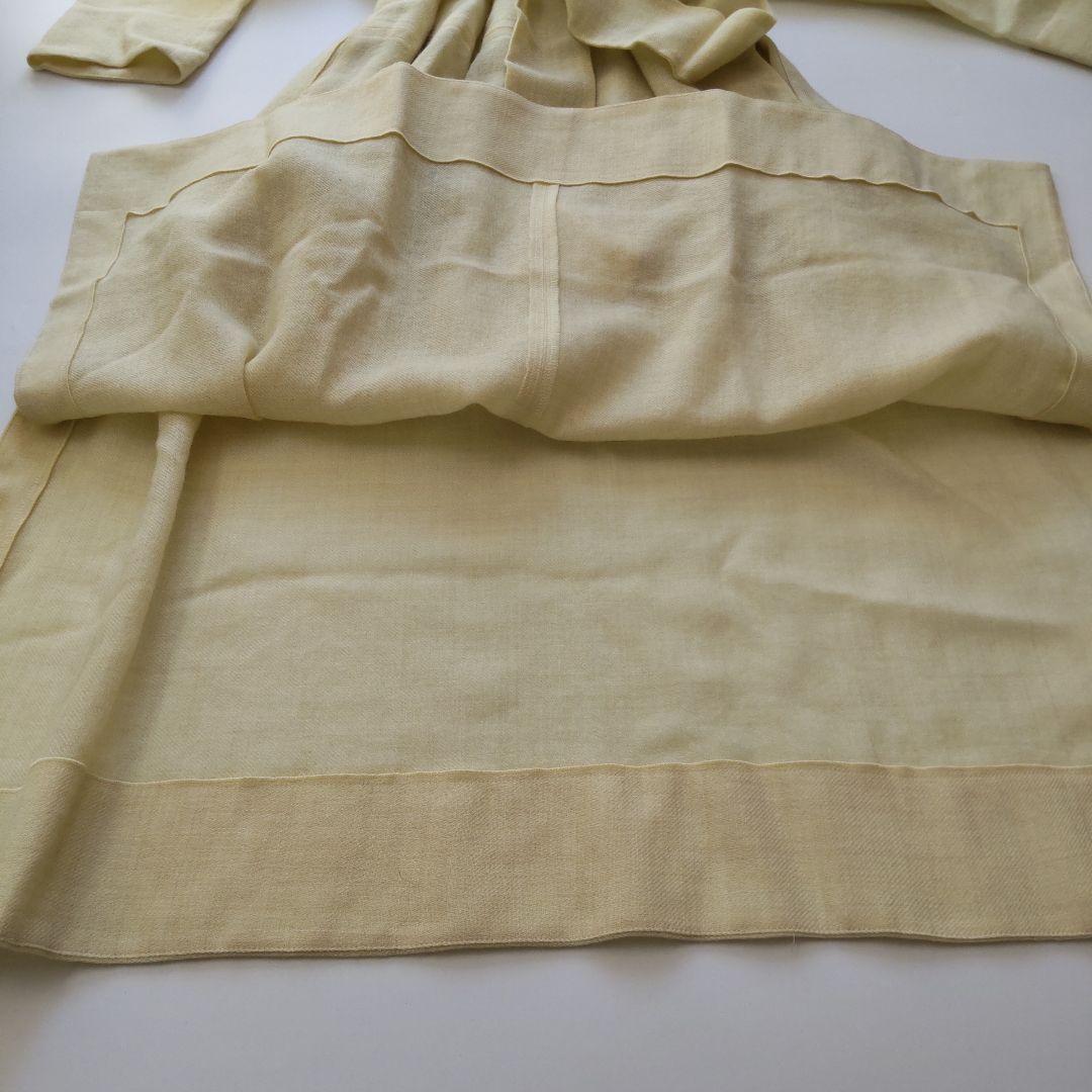 未使用 タグ付 エブール 長袖 ウール ベルト ロングワンピース イエロー 36