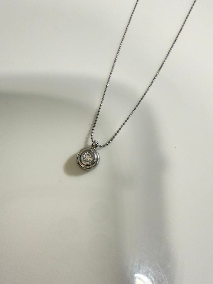 プラチナpt8501 粒ダイヤペンダント ネックレス訳あり チェーン切れ上品美品