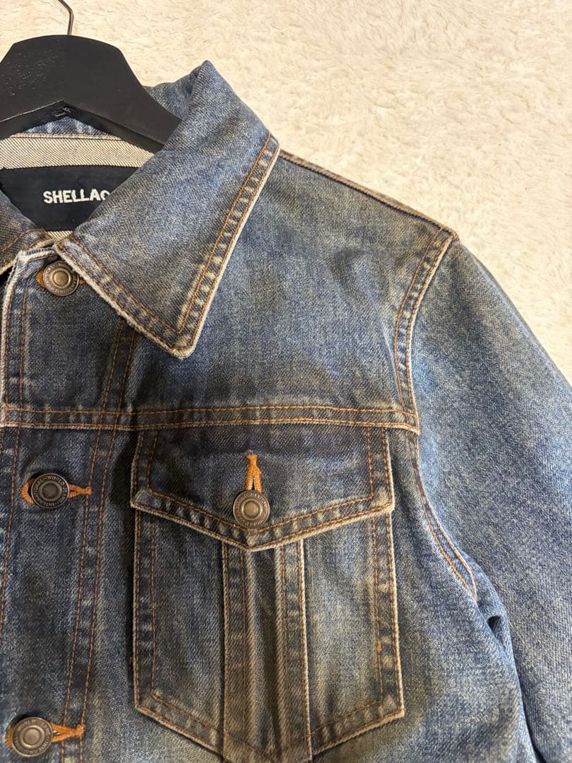 y2k shellac ヴィンテージ加工デニムジャケット　ダークインディゴ