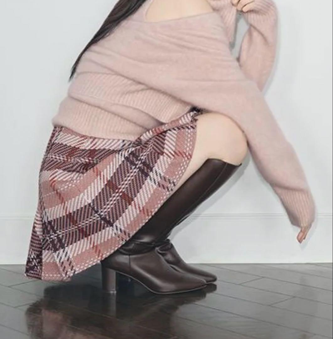 SNIDEL ロービングチェックミニスカート 0 ピンク 正規品