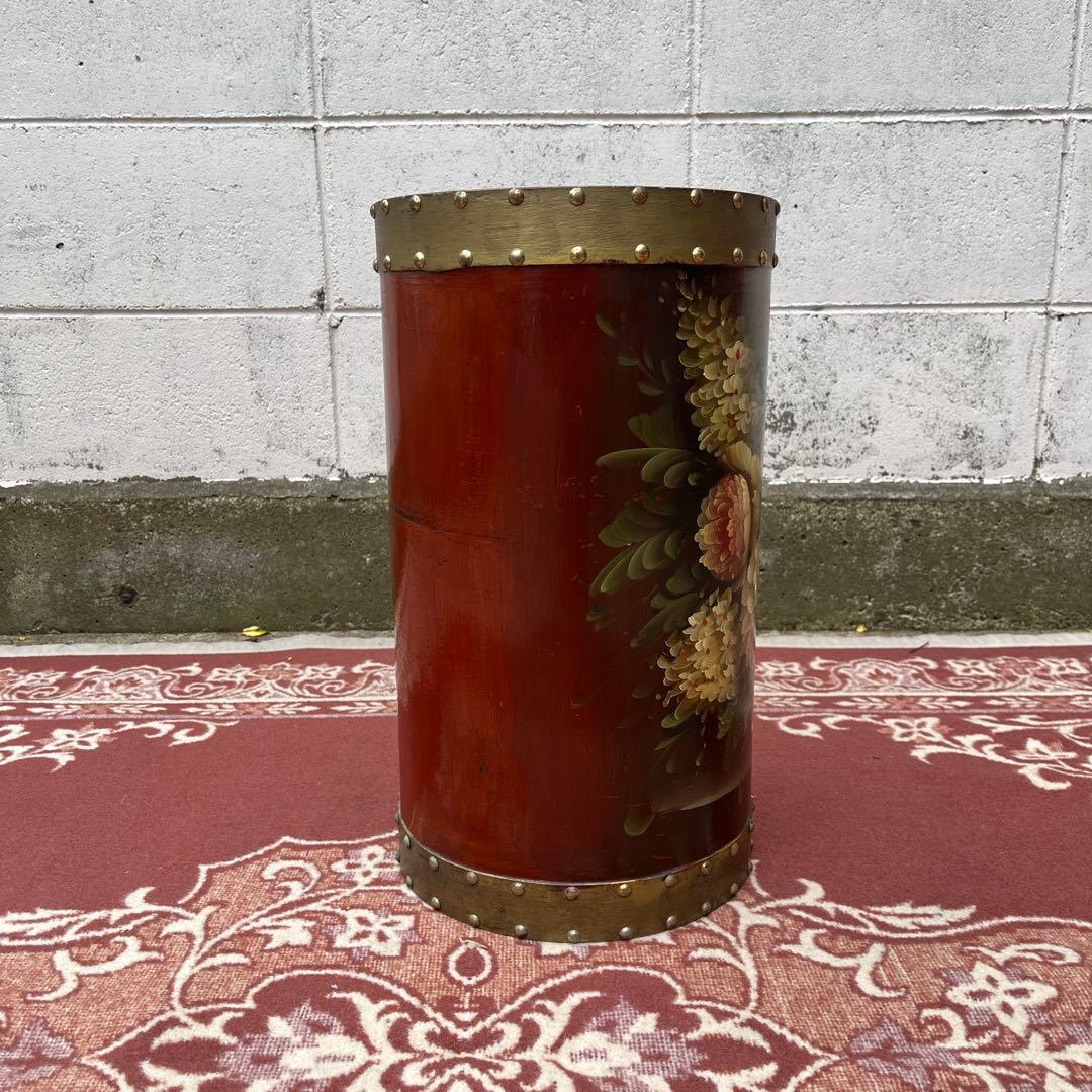 イタリア製 はビンテージ古雑貨◾️木製 トールペイント ゴミ箱 ダストボックス