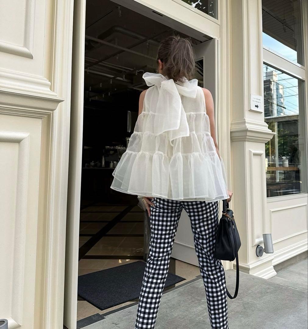 sheller シェリエ バックリボンオーガンジー トップス