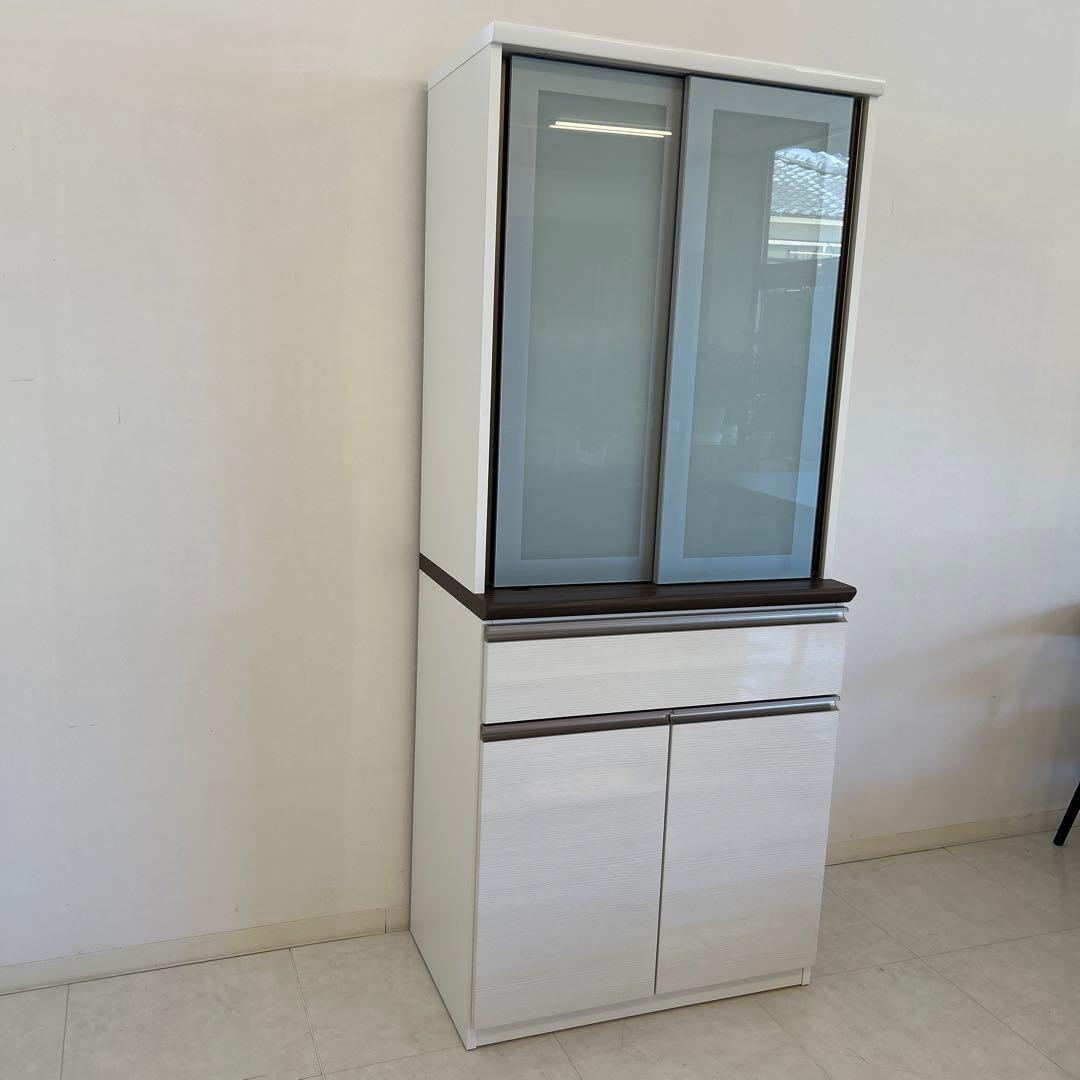 新品☆食器棚 幅80cmカップボード ダイニングボード 北欧風 開梱設置配送付