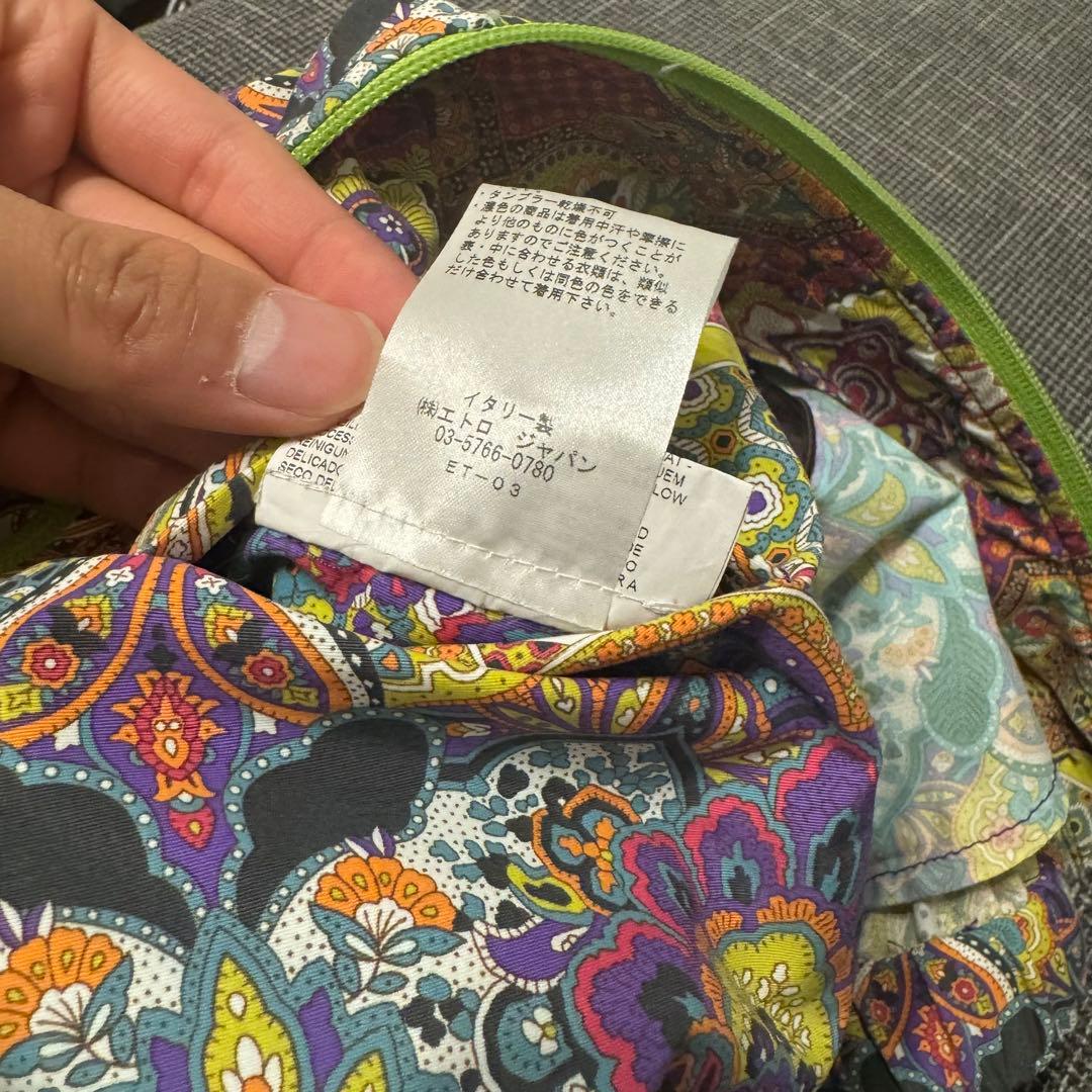 希少　ETRO ペイズリー　ナイロンジャケット　フード　パッカブル　サイズL