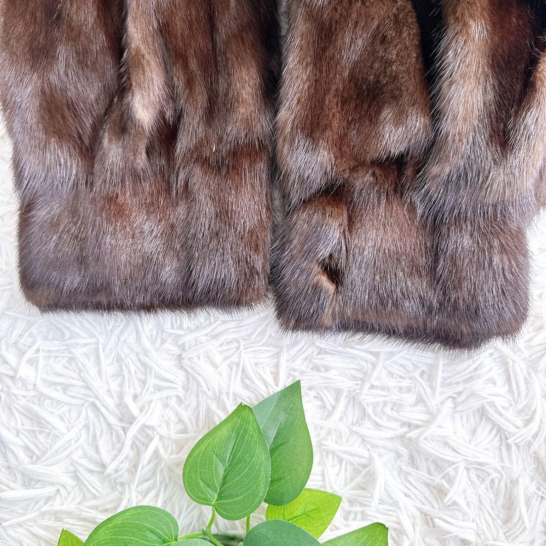 高級　ジバンシー　サガミンク　毛皮　ミンク　ダークブラウン　リアルファーコート