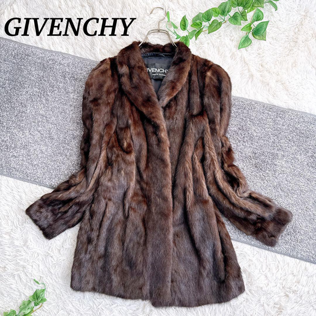 高級　ジバンシー　サガミンク　毛皮　ミンク　ダークブラウン　リアルファーコート