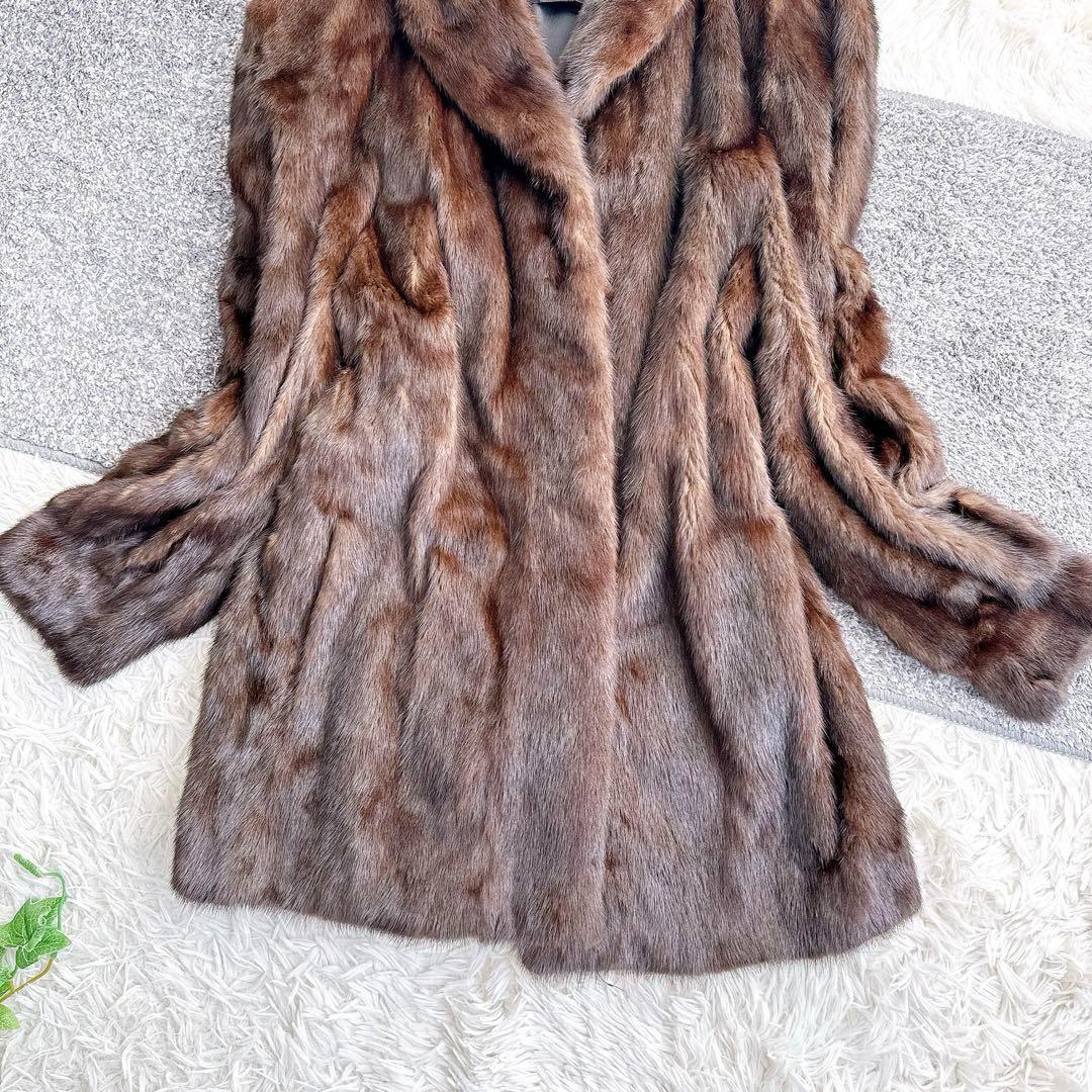 高級　ジバンシー　サガミンク　毛皮　ミンク　ダークブラウン　リアルファーコート