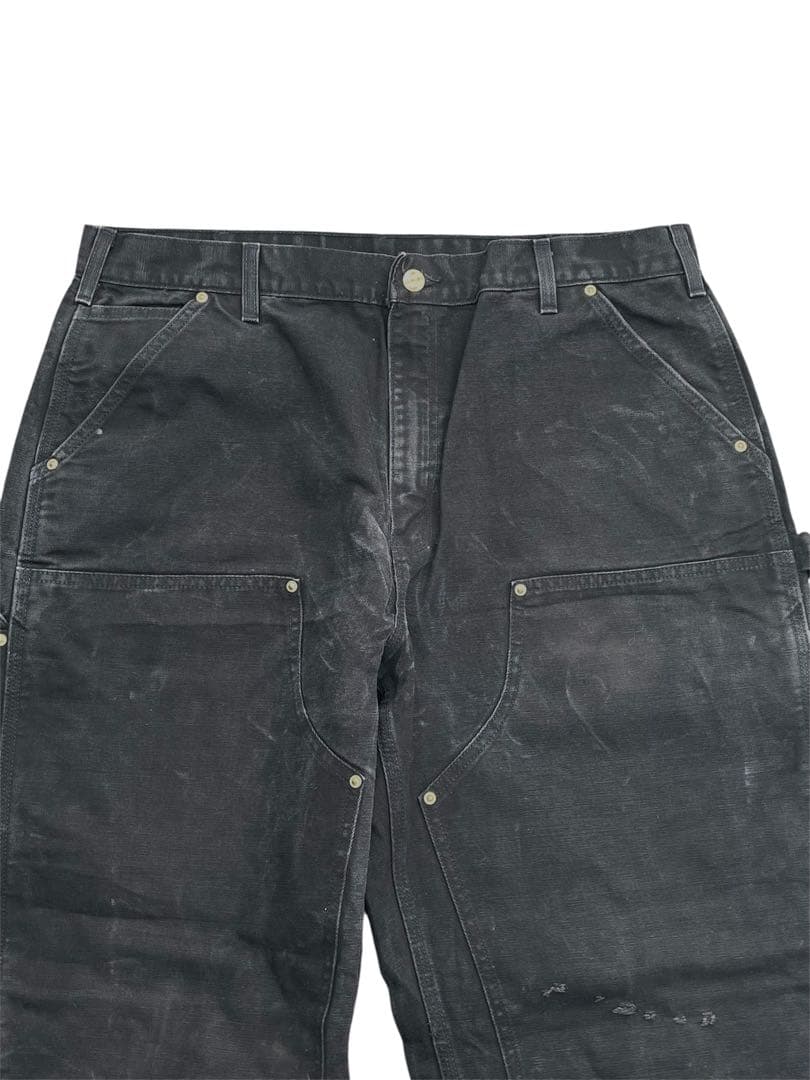 carhartt ダブルニー　フェード　USA製 ブラック　38×30