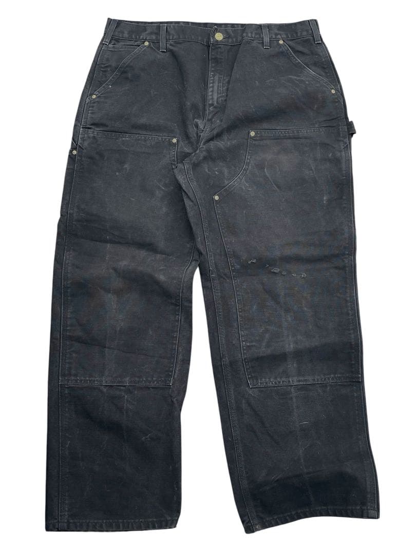 carhartt ダブルニー　フェード　USA製 ブラック　38×30