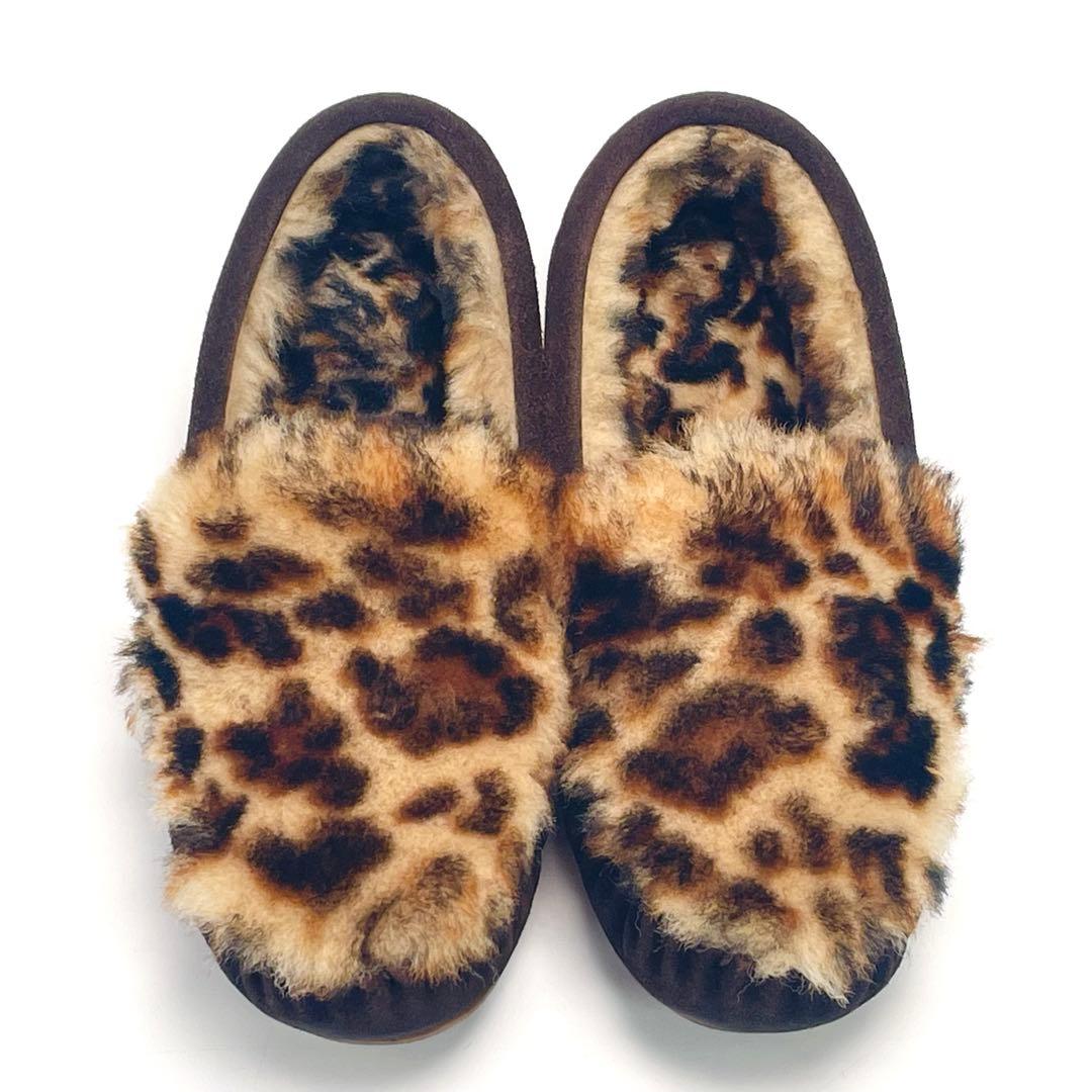 最終価格 別注 EMU エミュ レオパード ファー モカシン スリッポン