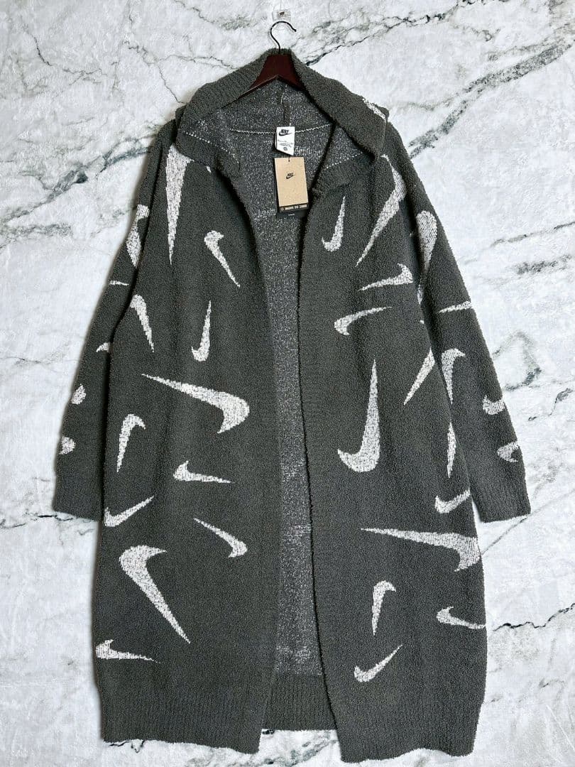 新品 Nike フェニックス コージー フード　ロング カーディガン グレー