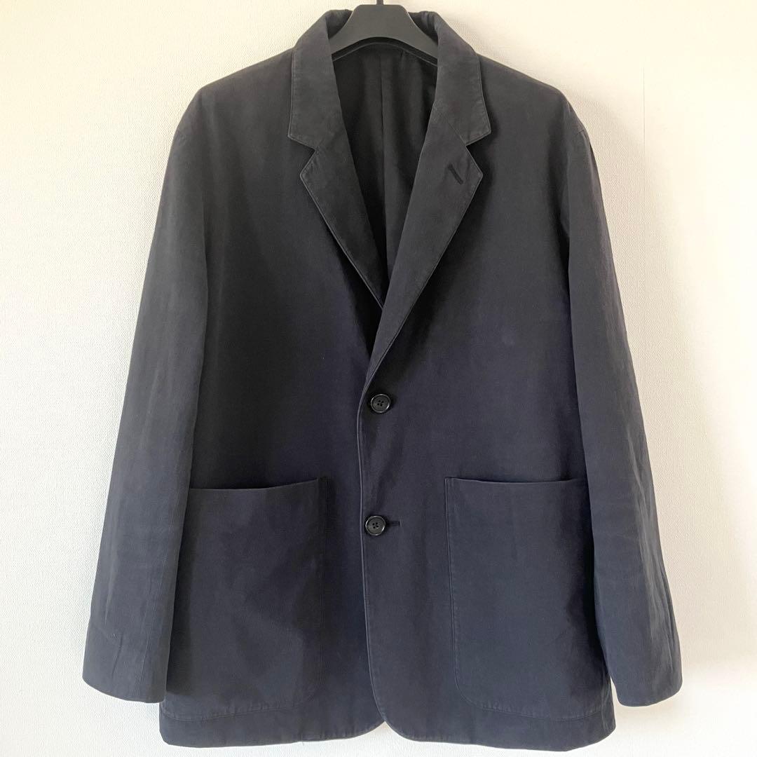 マーガレットハウエル 22SS コットンテーラードジャケット L ネイビーグレー