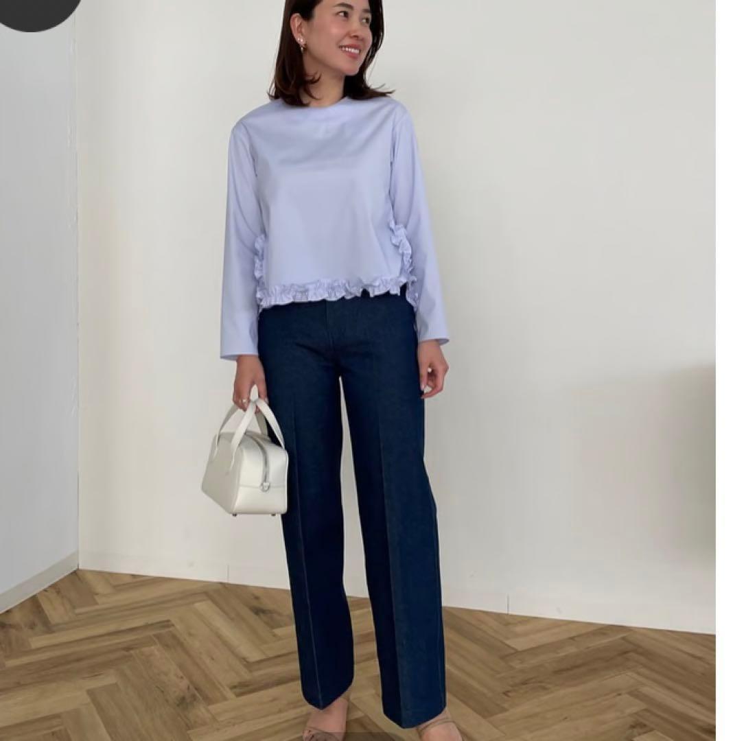 OHGA 裾フリルブラウス　水色