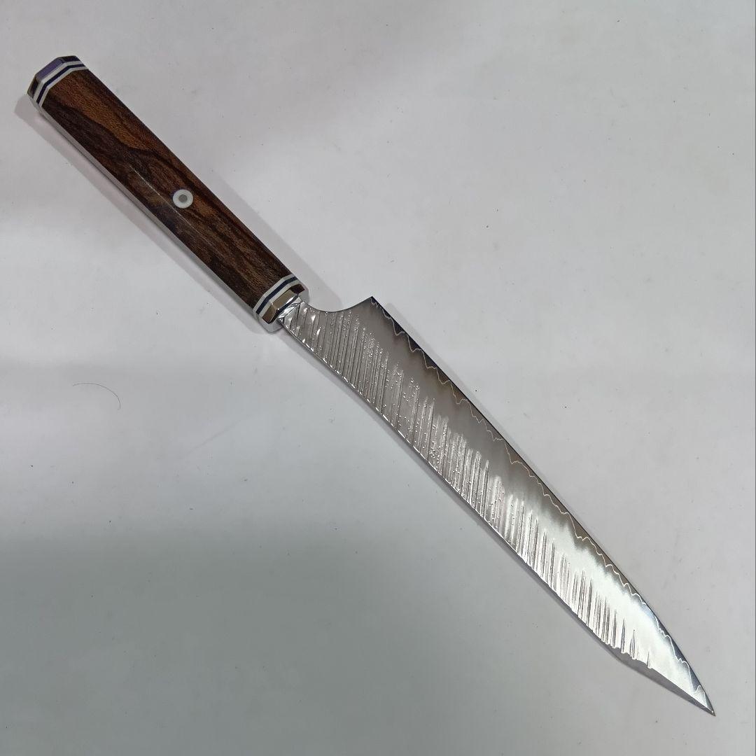 鬼反り切付型 V金10号 9層クラッド鋼 筋引 包丁 22cm 黒檀八角柄