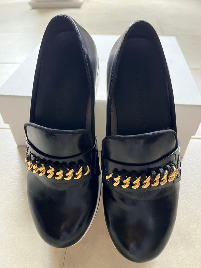 ステラマッカートニー　厚底ローファー ブラック ゴールドチェーン