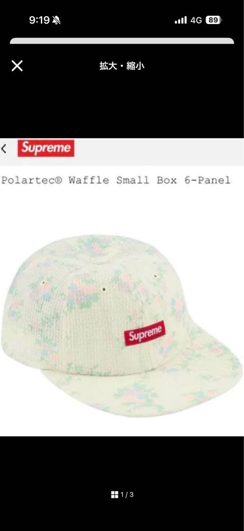 Supreme ポーラテックワッフルスモールボックス6パネル キャップ 花柄