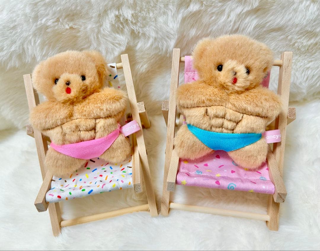 レア ファンシーアラモード マッチョくま ビーチチェア テディベア キーホルダー