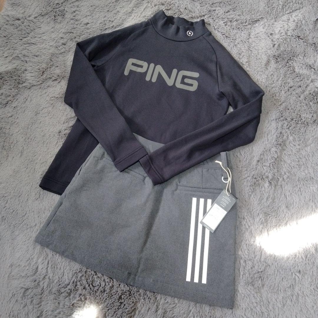 adidas/PING♡モックネック/裏起毛スカートS-M ゴルフ/スポーツ