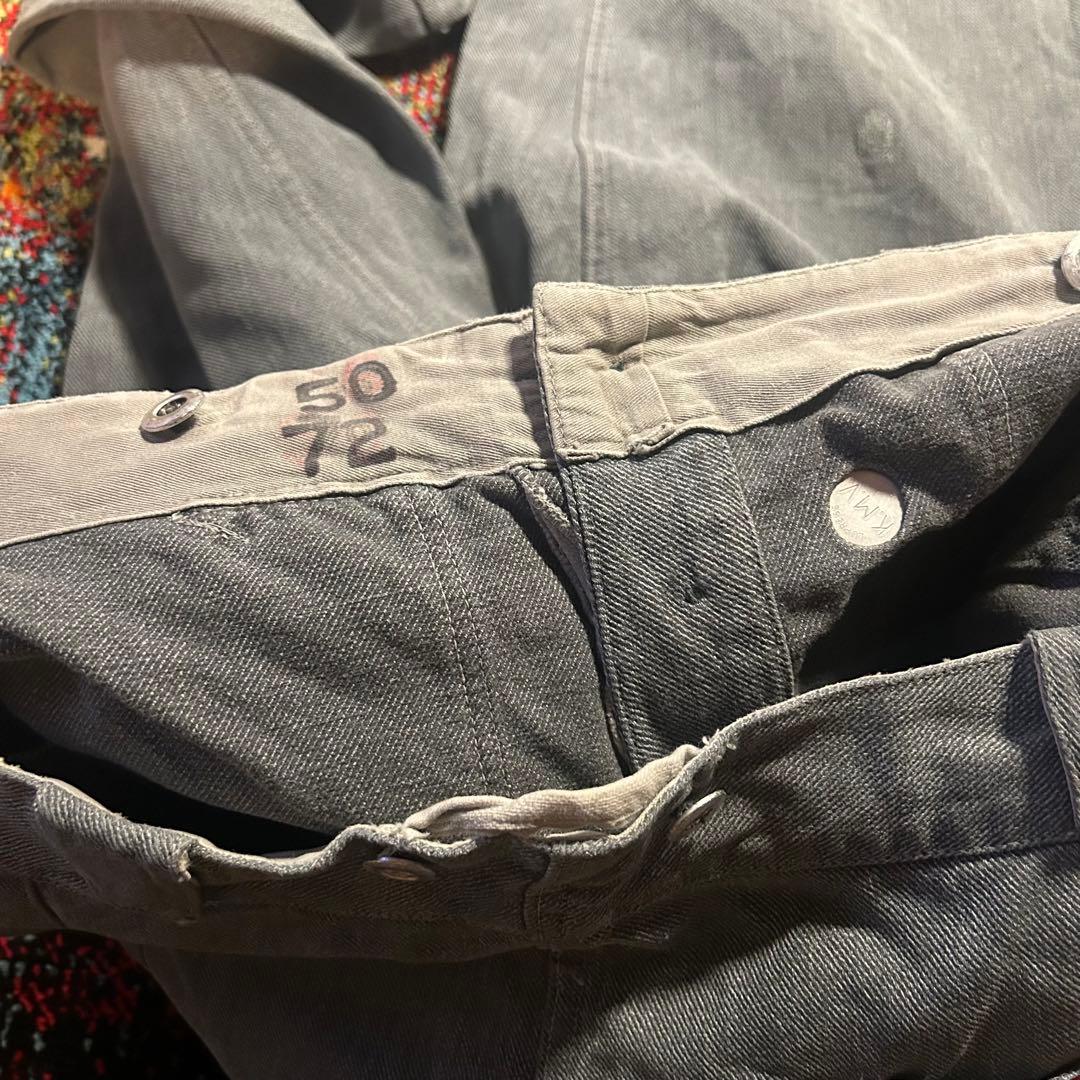 50s スイス軍　前期　アルミボタンデニムパンツ　ミリタリー　ワイドデニムパンツ