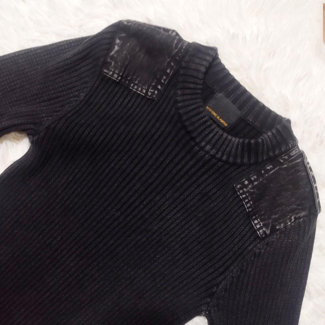 美品　ヒステリックグラマー　HG HEADコマンドリブニットロングワンピース　F