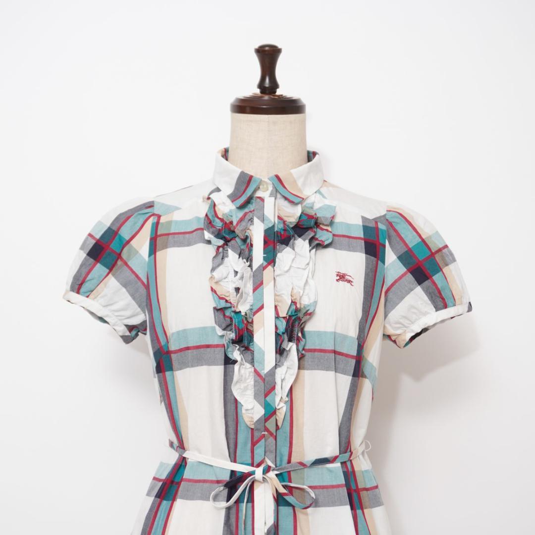 バーバリーブルーレーベル チェック柄シャツワンピース サイズ36*GD748