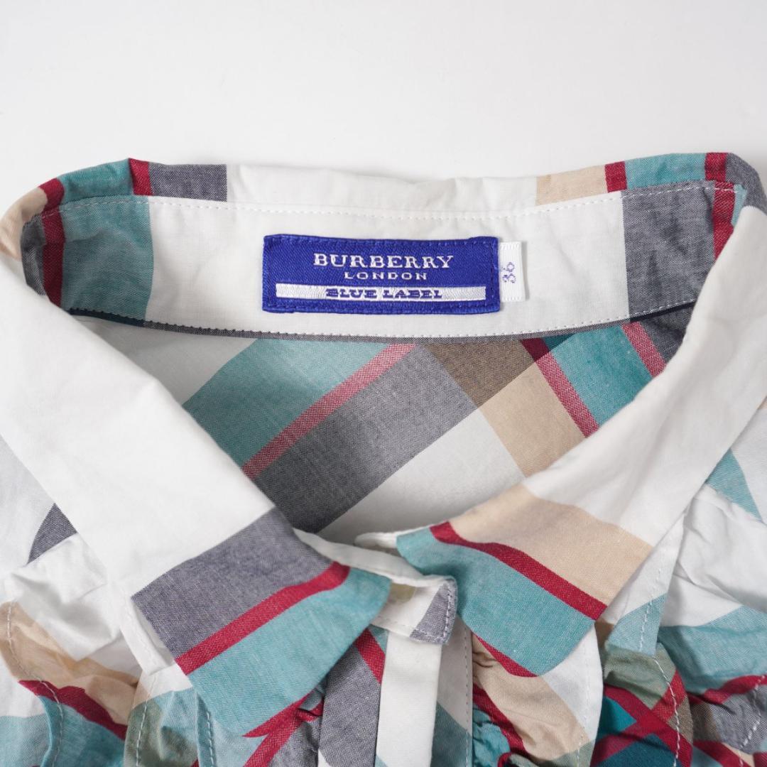 バーバリーブルーレーベル チェック柄シャツワンピース サイズ36*GD748
