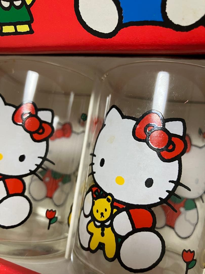 昭和レトロ1989年サンリオ ハローキティのグラスセット 未使用当時物希少