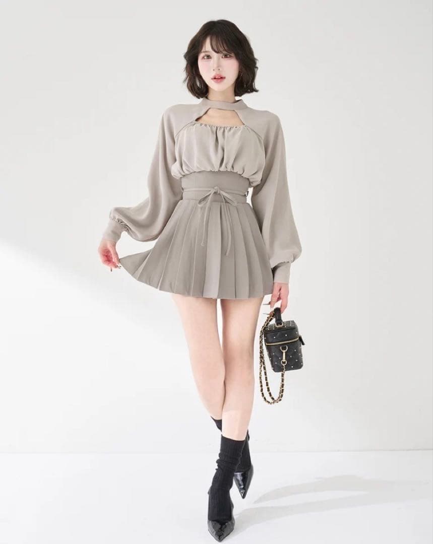 ドッキングコルセットプリーツミニワンピース　ダーリッチ　ミニワンピース