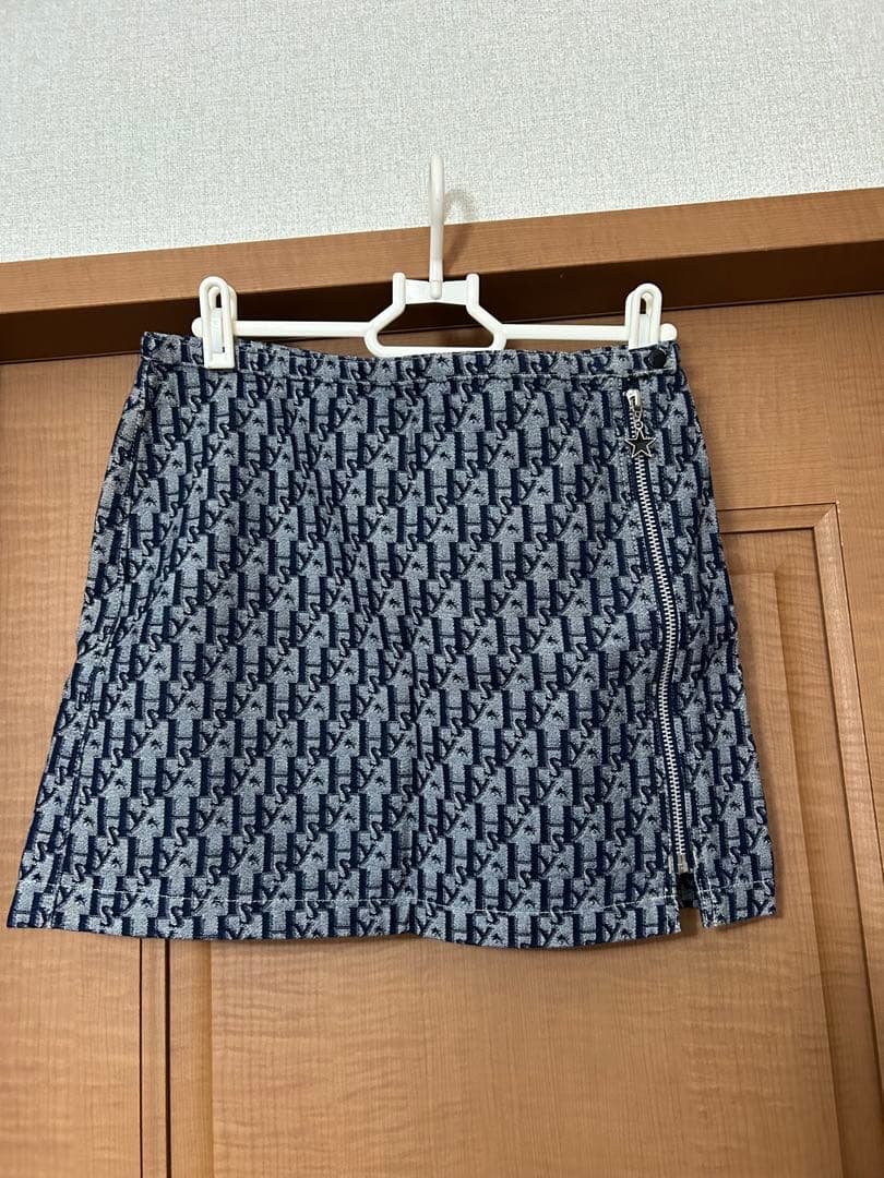 HYSTERIC ネイビー レア総ロゴスカートSヒステリックグラマー